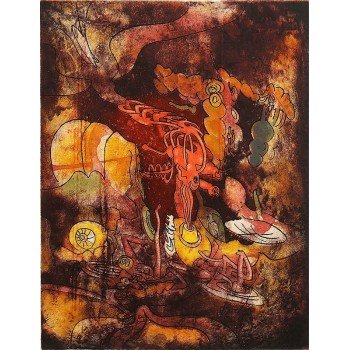 Roberto Matta - Grabado al aguafuerte  Hurle flamme